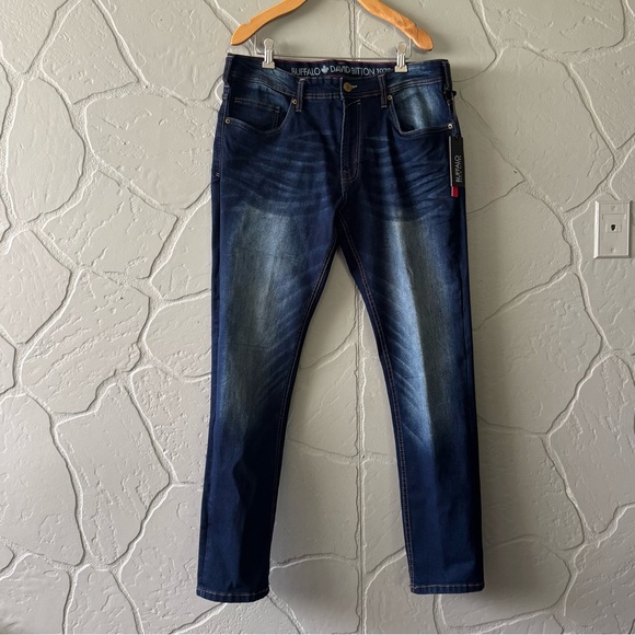 Buffalo David Bitton Max-X Skinny Stretch Jeans Men’s 34x30 Dark Wash Distressed - Picture 1 of 7